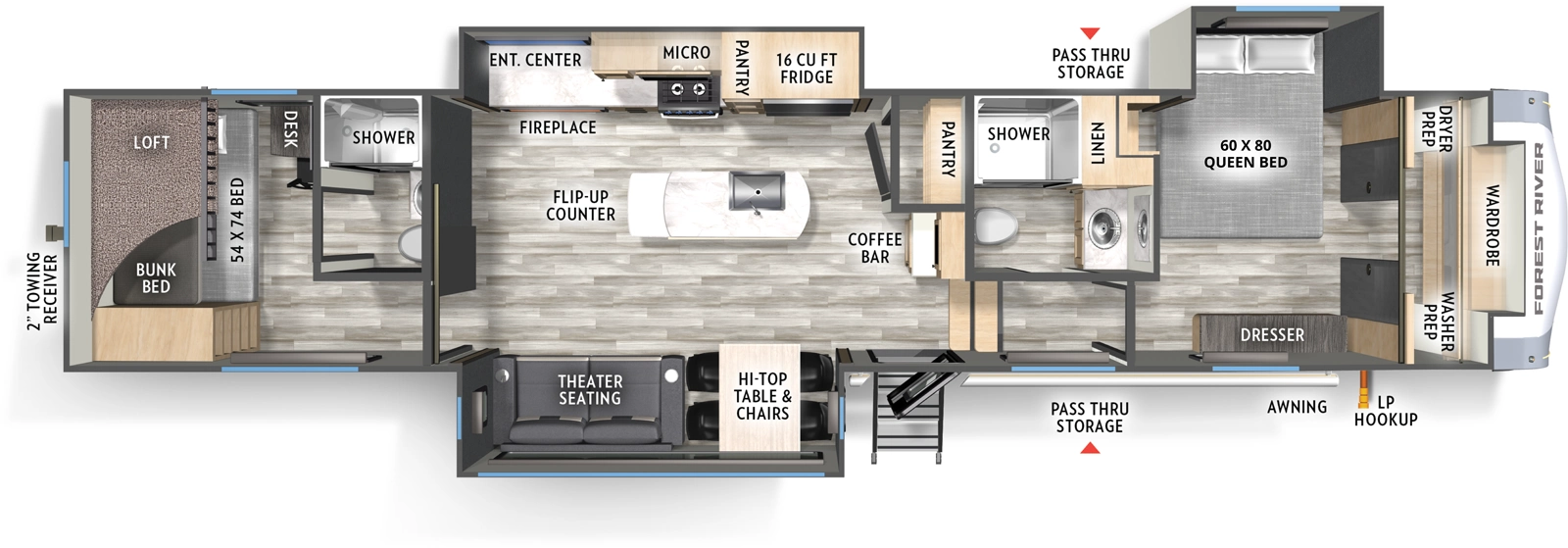 Wildcat Fifth Wheels 34CRIB - DSO Floorplan